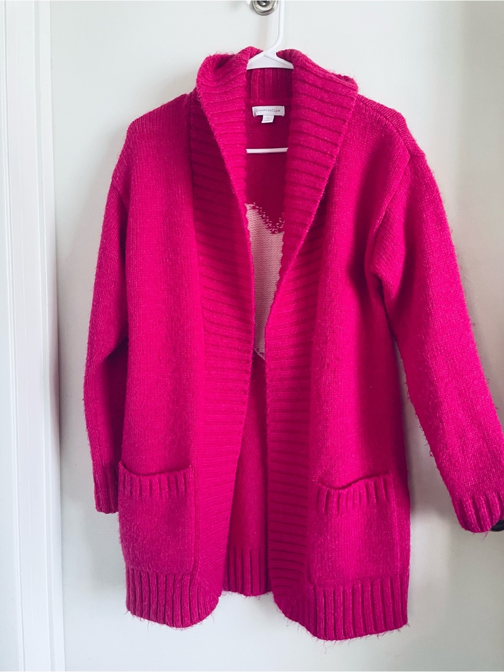 Charter Club Open-Front Cardigan Sweater in Hot Pink